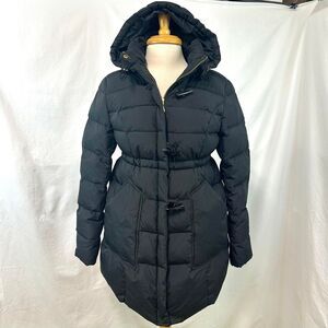 KIMI & KAI Maternity Black Down Filled Puffer Coat Jacket Hooded Zipper Women S